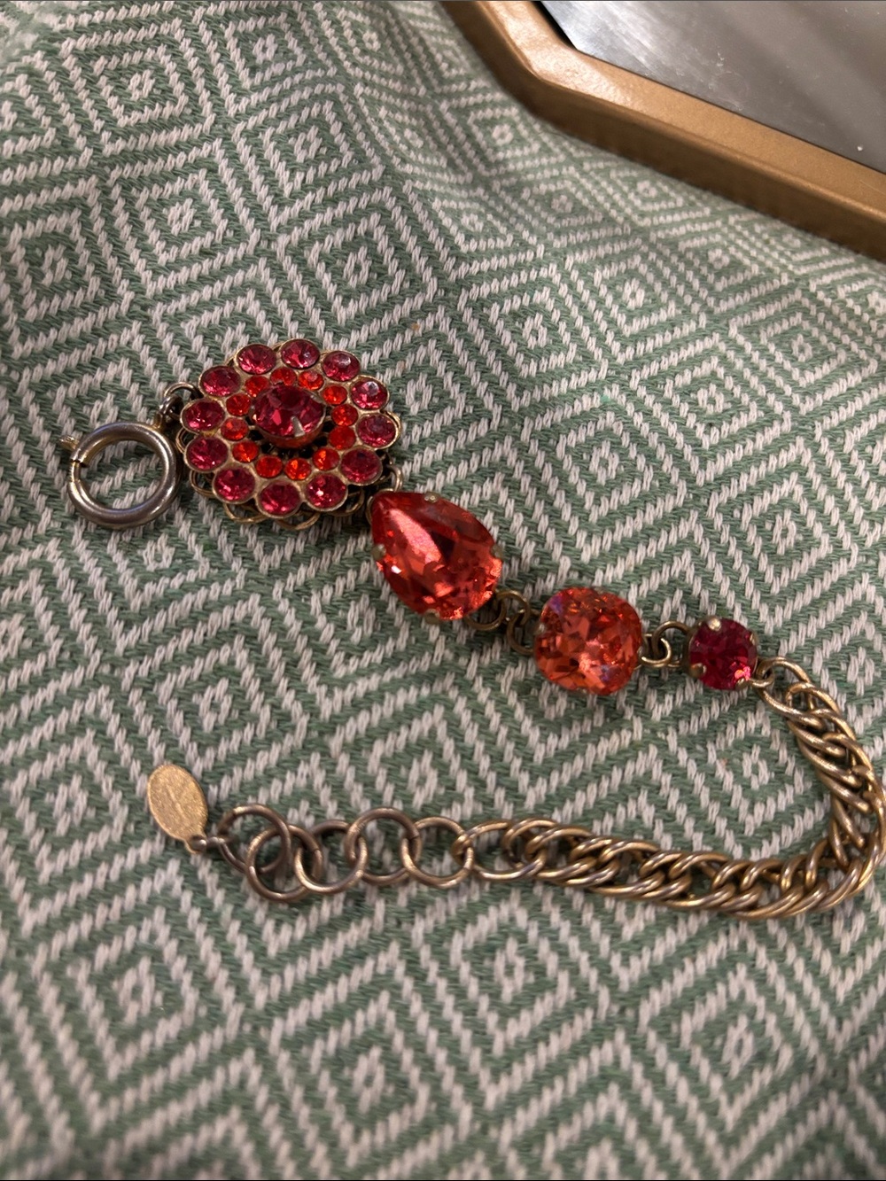 Victoria Cross Gold-Tone Bracelet with Red, hot pink, and Orange Crystal Accents